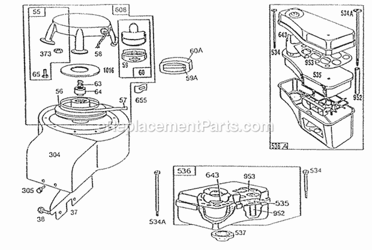 Blower Hsg Rewind AC Diagram and Parts List for 191700-2440-01  Briggs and Stratton Engine